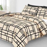 Pamposh Taupe & Black Reversible Duvet Cover Sets | Size: King