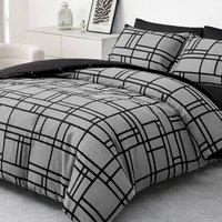 Pamposh Black & Grey Reversible Duvet Cover Sets | Size: King