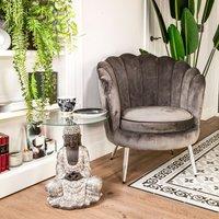 Madison & Mayfair Silver Sitting Buddha Side Table with a Clear Glass Top