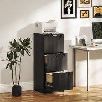 HOMCOM Cabinet, File Cabinet with 3 Lockable Drawers & Hanging Rails in Black