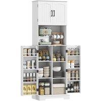 HOMCOM Kitchen Storage Cabinet with Doors & Open Storage Shelf, White