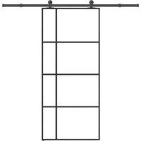 Berkfield Home Sliding Door with Hardware Set 90x205 cm ESG Glass&Aluminium in Black