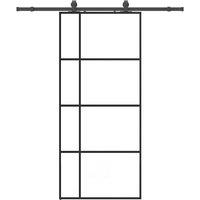 Berkfield Home Sliding Door with Hardware Set Black 90x205 cm ESG Glass