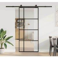 Berkfield Home Sliding Door with Hardware Set 90x205 cm ESG Glass&Aluminium in Black