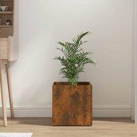 Berkfield Home Planter Box Smoked Oak 40x40x40 cm Engineered Wood in Brown | Size: 40 x 40 x 40 cm