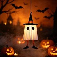Lovii Halloween Ghost String Lights LED Hanging Ghost Fairy Lights Orange in White