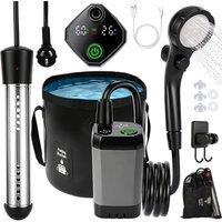 Lishetimig Portable Camping Shower with Heater in Grey