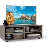 Gymax 90 cm Entertainment Center TV Stand For Up to 40 With 4 Compartments in Grey