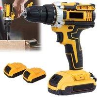 Havendro 2 Batteries Cordless Combi Drill Electric Screwdriver Power Tool Set in Yellow