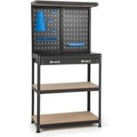 VOGREX Workbench Tool Storage with Pegboard Shelves Drawer in Black