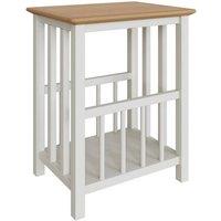 VOGREX Cream Linen Oak Veneer Magazine Side Table Fully Assembled