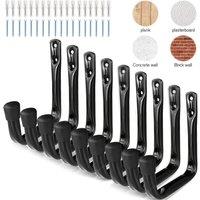 VOGREX 9 Pack Heavy Duty Garage Storage Hooks Power Garden Tool Hanging in Black