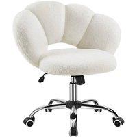 KORVIXA Boucle Desk Chair Cloud-shaped Makeup Vanity Chair in White | Size: 100 cm x 100 cm