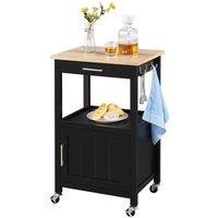 KORVIXA Rolling Kitchen Trolley Cart Kitchen Storage Island in Black | Size: W700mm x H650mm