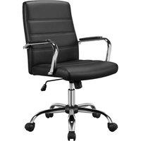 KORVIXA Mid Back PU Leather Office Chairs in Black | Size: 100 cm