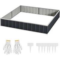 KORVIXA Metal Raised Garden Bed Large Steel Planter Box in Grey | Size: 1.25kg