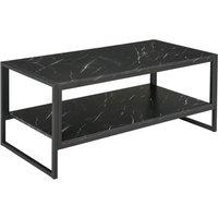 KORVIXA Two-Tier Marble Effect Coffee Table in Black | Size: 100 cm x 100 cm