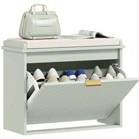 NESTLUNE Shoe Storage Bench with Cushion & Flip-Drawer 62x26x47.5cm in Green | Size: 100 cm x 15 cm