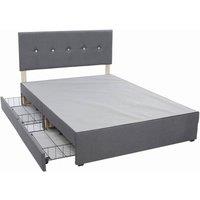 FLAVORA 4FT Small Double -Fabric Bed Frame Crystal Headboard in Grey | Size: Cot