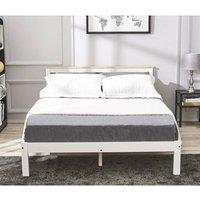 FLAVORA Grey+Wood -Wooden Bed for Adults in Grey | Size: Cot