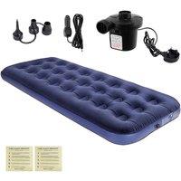 FLAVORA Single Flocked Camping Inflatable Mattress Anti-Slip in Blue