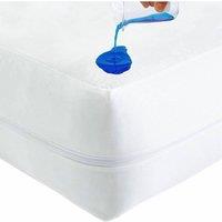 FLAVORA small Double-Waterproof Mattress Encasement Zippered Cover in White | Size: Cot
