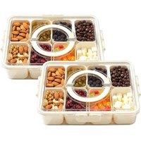 FLAVORA 2PCS Snackle Box 8 Compartments Divided Tray in Beige | Size: 500mm