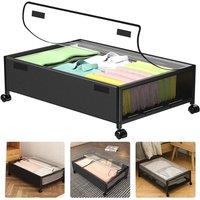 EONLION 2x Organizer Under Bed Storage Drawer Rolling in Black | Size: 500mm