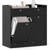 KORVIXA Double Tilt-Out Laundry Hamper Cabinet in Black | Size: 0.6m2
