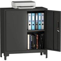 Havendro Lockable Metal Filing Cabinet, 2-Tier Storage Cupboard, Black