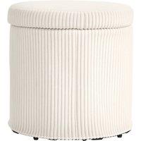 Havendro Round Storage Ottoman with Lid, Vanity Stool in White