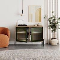 Decortie Green Glass' Modern Sideboard Cabinet Storage Console in Dark Brown | Size: 1 Pack