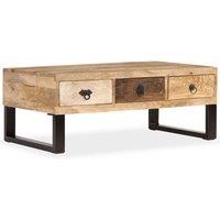 Berkfield Home Coffee Table with 3 Drawers Solid Mango Wood 90x50x35 cm in Brown | Size: 90 x 50 x 35 cm