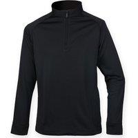 Henbury Men's Quarter Zip Long Sleeve Top in Black | Size: Small