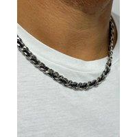 SVNX Men's Woven Chain in Silver & Black | Size: 16 inches