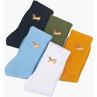 Sock Talk Men's Embroidered Hotdog Sausage Dog Socks- 5 Pack | Size: 7-11