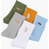 Sock Talk Men's Embroidered Woodland Animals Socks- 5 Pack | Size: 7-11