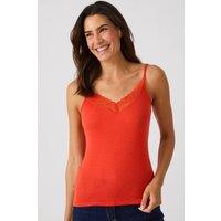 Damart Women's Lace Trim Thermal Camisole in Orange | Size: Large