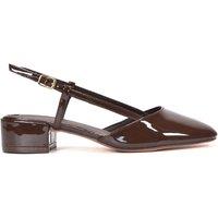 XY London Women's 'Kira' Slingback Court Shoes With Low Block Heel in Brown | Size: 8