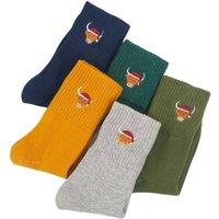 Sock Talk Women's Embroidered Highland Cow Santa Socks (5 Pack) | Size: 3-7