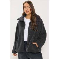 Yours Women's Funnel Neck Borg Jacket in Charcoal | Size: 14