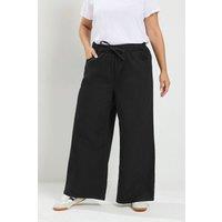 Yours Women's Wide Leg Pull On Jeans in Black | Size: 28R