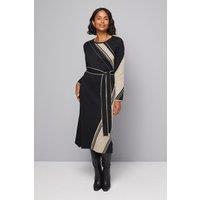 Wallis Women's Asymmetric Jacquard Knitted Dress in Black | Size: XL
