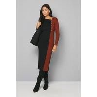 Wallis Women's Colour Block Asymmetric Knitted Dress in Black | Size: Medium