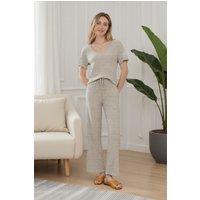 MODISHION Women's 2 Piece Knitted Casual Loungewear Set in Beige | Size: XL