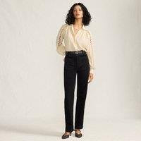 Lands' End Women's Rail Cord Straight Leg Trousers, High Waisted in Black | Size: 14