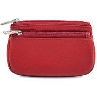 PRIMEHIDE Women's Real Leather Double Zip Coin Purse - Miami in Red