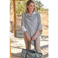 WoolOvers Women's Cashmere Merino Blend Button Poncho in Light Grey