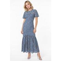 Lovedrobe Women's Floral Lace Angel Sleeve Midaxi Dress in Blue | Size: 8