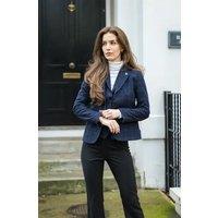 Infinity Leather Women's Tailored Fit 2 Piece Set Tweed Formal Blazer Waistcoat in Blue | Size: 10